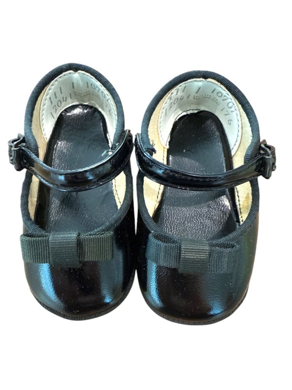 Vintage 70s Willits Black Patent Mary Jane Baby Booties, size 1